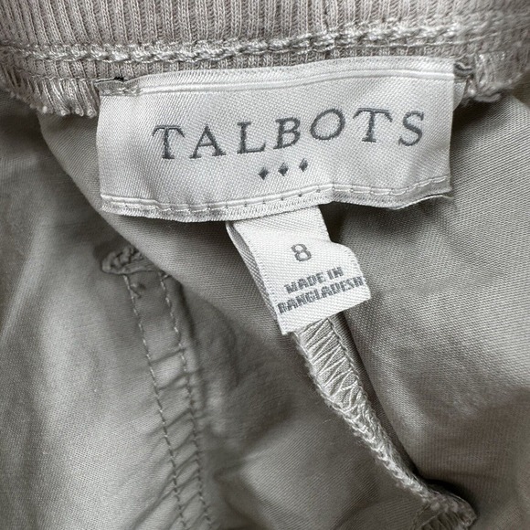 Talbots Pants Womens 8 Elastic Waist Pull Up Cotton Roll Cuff Tan Khaki Cargo - Picture 8 of 13
